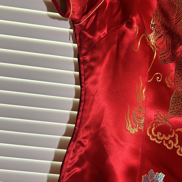 Yan’s Collection Red and Gold Phoenix and Falcon Chinese Dress.  Like new. - Picture 9 of 14